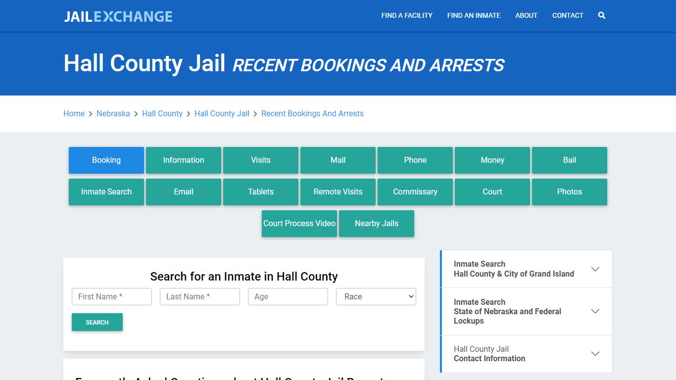 Hall County Jail NE Recent Arrests and Bookings - Jail Exchange